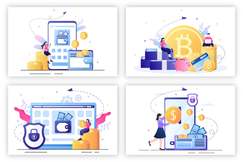 15-cryptocurrency-blockchain-wallet-application-illustration