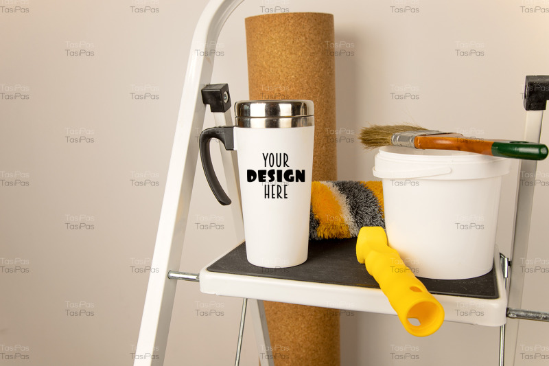 white-travel-mug-mockup-with-home-repair-brush