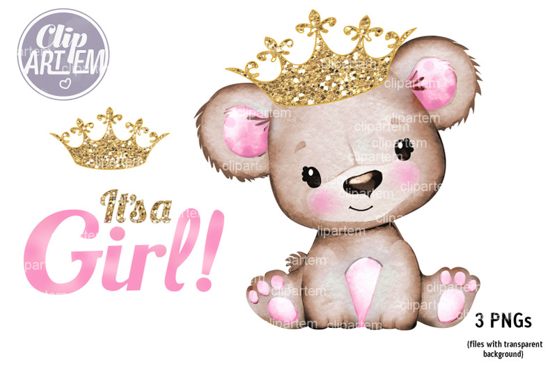 princess-girl-baby-bear-with-gold-crown-and-pink-ears-3-png-clip-art