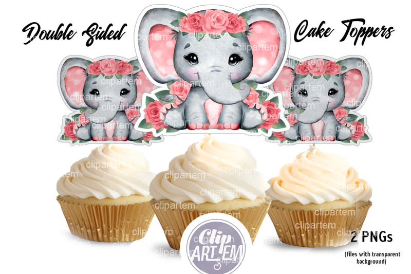 sweet-girl-elephant-floral-crown-coral-peach-centerpiece-cake-topper