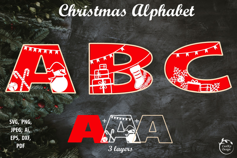 christmas-alphabet-winter-letters-3d-layered-svg-monogram