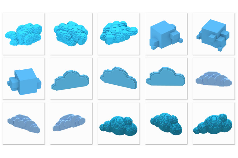 5-isometric-voxel-low-poly-cloud-collection-big-transparent-png-file