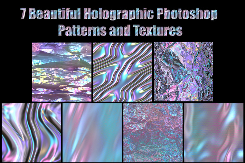 set-of-7-shine-holographic-photoshop-patterns-amp-textures-iridescent
