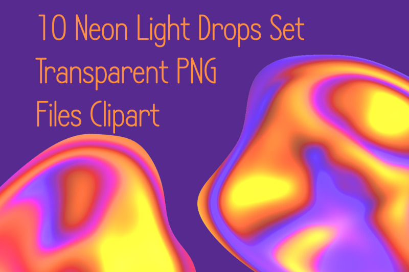 10-neon-light-drops-set-transparent-png-files-clipart