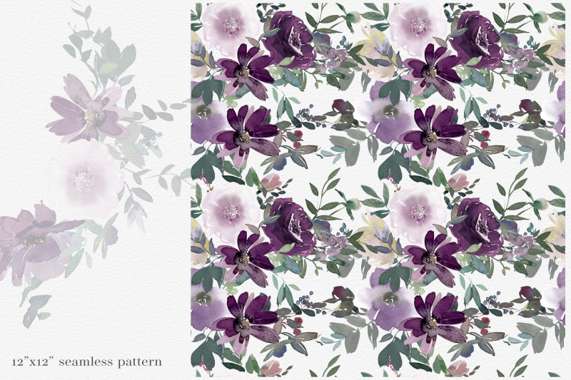 watercolor-floral-clipart-set-in-blush-and-eggplant