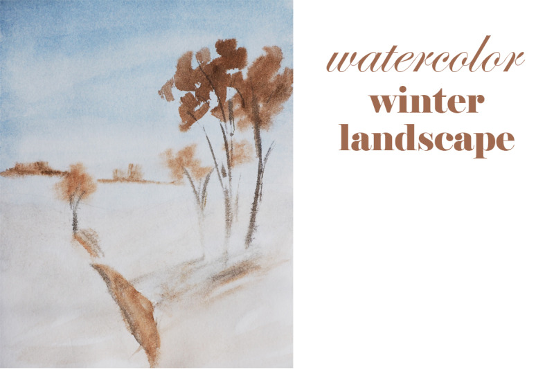 watercolor-nature-and-landscape-winter-snow-and-tree