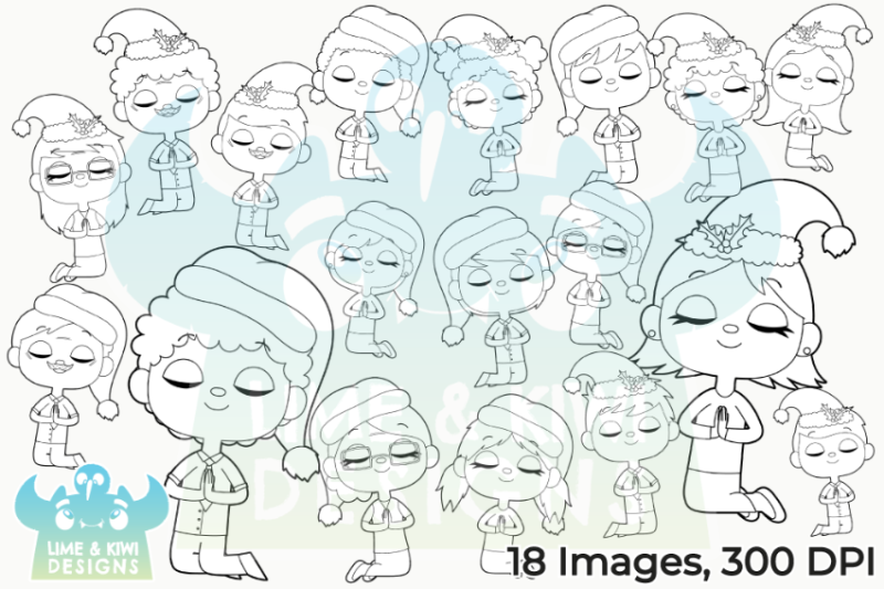 christmas-praying-people-digital-stamps