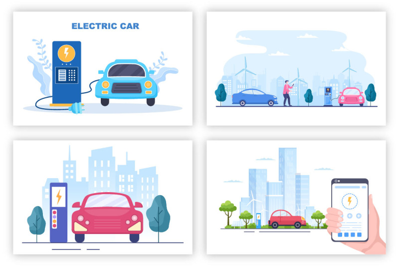 16-charging-electric-green-car-illustration