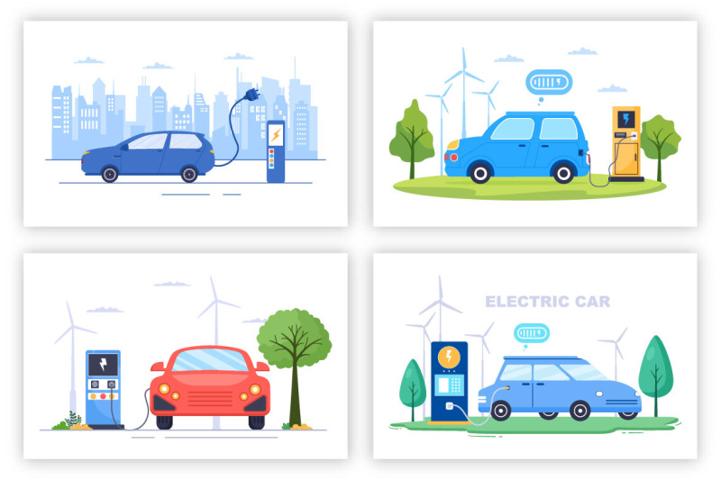 16-charging-electric-green-car-illustration