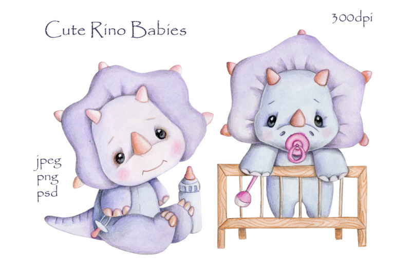 cute-dino-babies-watercolor-illustrations