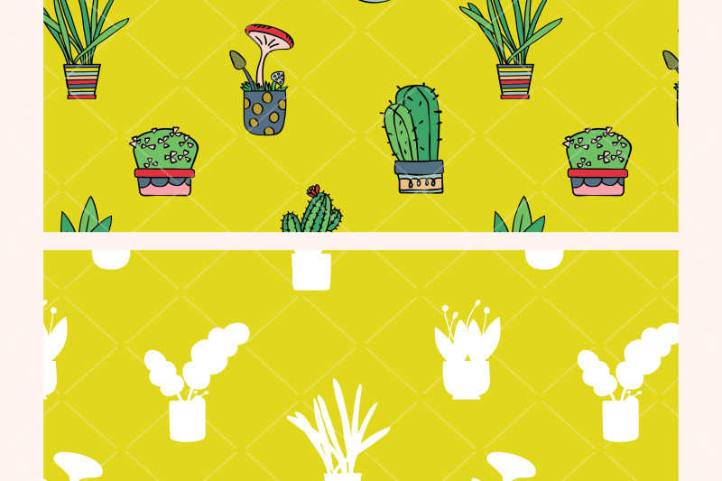 house-plants-print-digital-paper-seamless-cactus-background-pattern