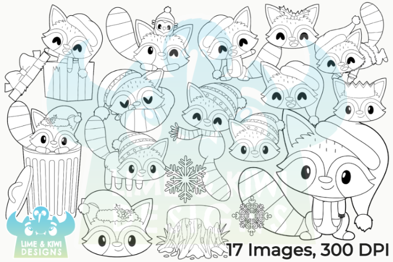 christmas-raccoons-digital-stamps-lime-and-kiwi-designs