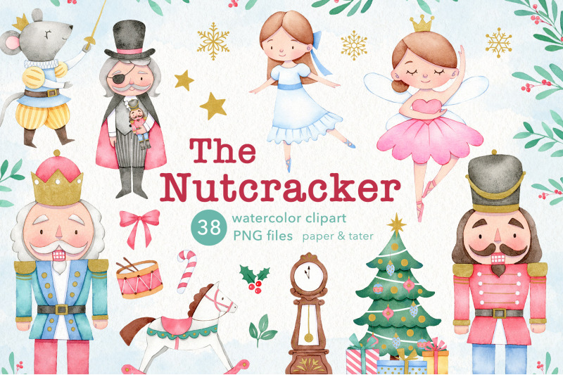 nutcracker-ballet-christmas-watercolor-clipart-classic-xmas-story-png