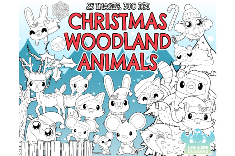 christmas-woodland-animals-digital-stamps