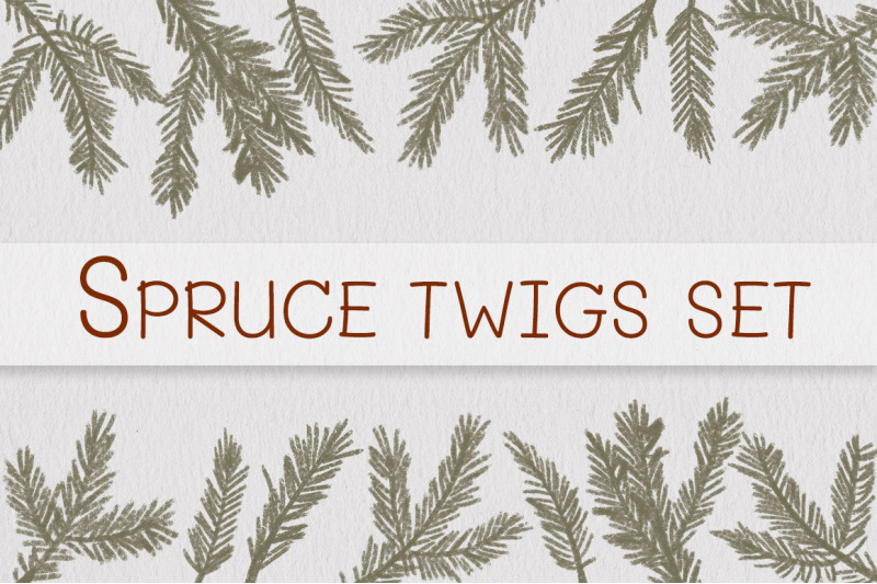 spruce-twigs-clipart-set
