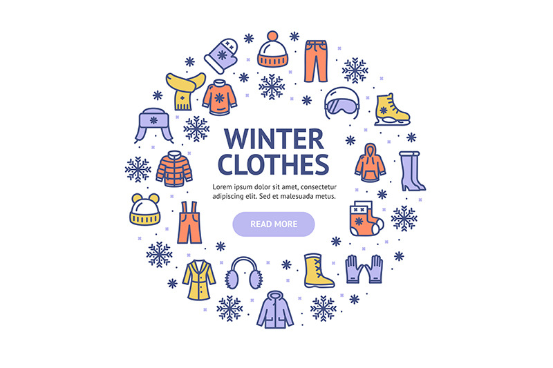 winter-clothes-round-design-template-color-contour-lines-icon-concept