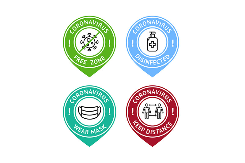 covid-badges-with-thin-line-icon-set-vector