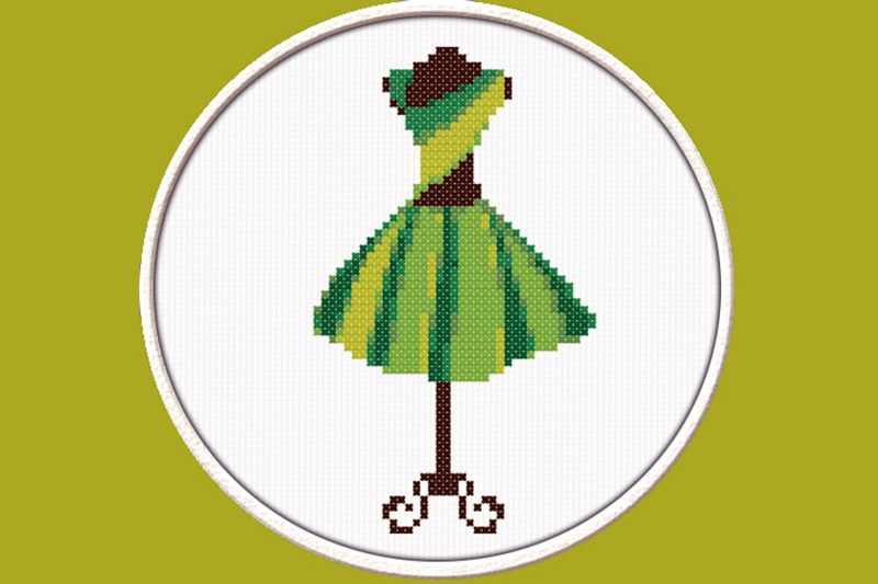 green-dress-pdf-downloadable-printable-cross-stitch-pattern