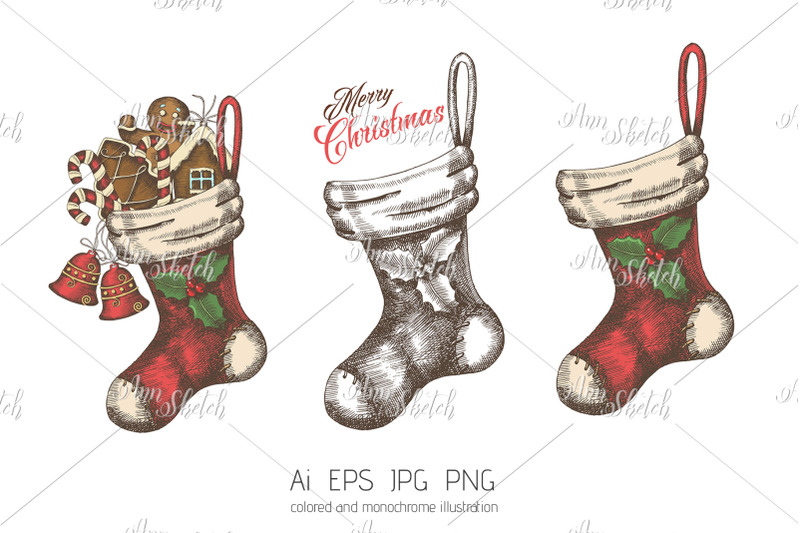 vector-hand-drawn-set-of-christmas-socks