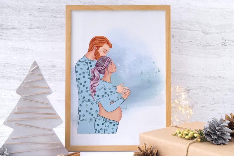 family-clipart-waiting-for-baby-sublimation