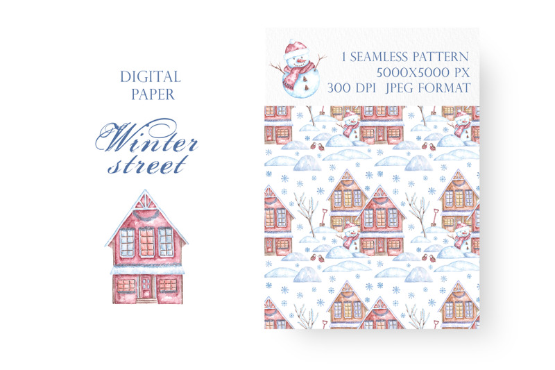 winter-city-watercolor-seamless-pattern-christmas-new-year-snowman