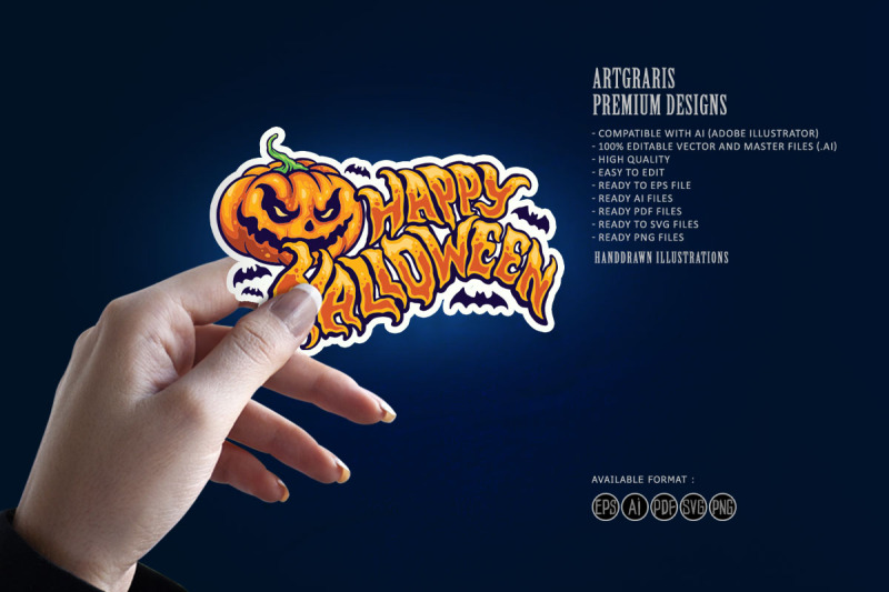halloween-typography-with-jack-o-lantern-and-bat