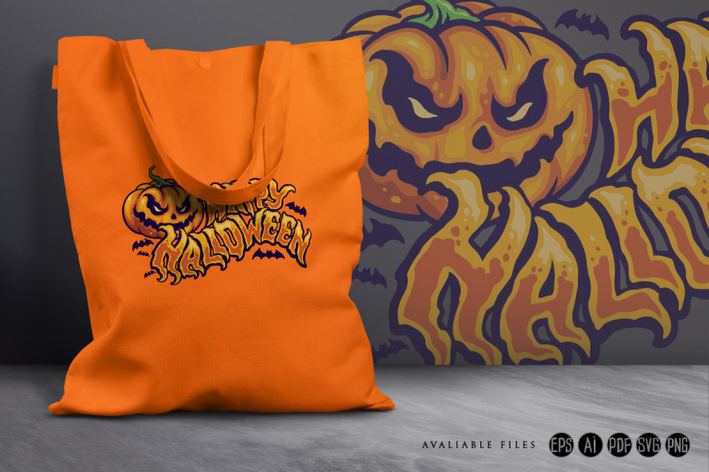halloween-typography-with-jack-o-lantern-and-bat