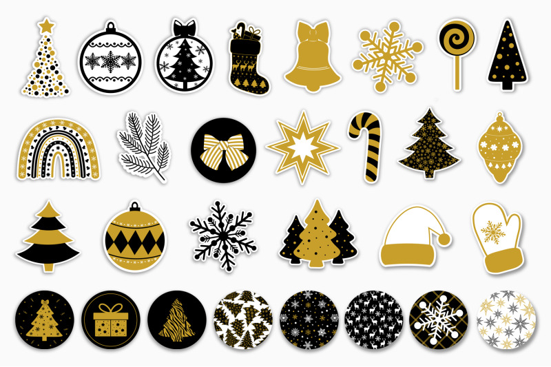 christmas-sticker-black-and-gold-stickers-printable-png