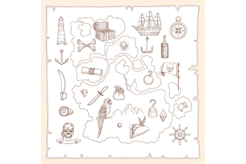 pirate-symbols-ancient-old-map-of-treasures-medieval-sea-ships-and-we