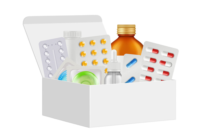 medications-kit-first-aid-box-realistic-pills-bottles-condoms-isol