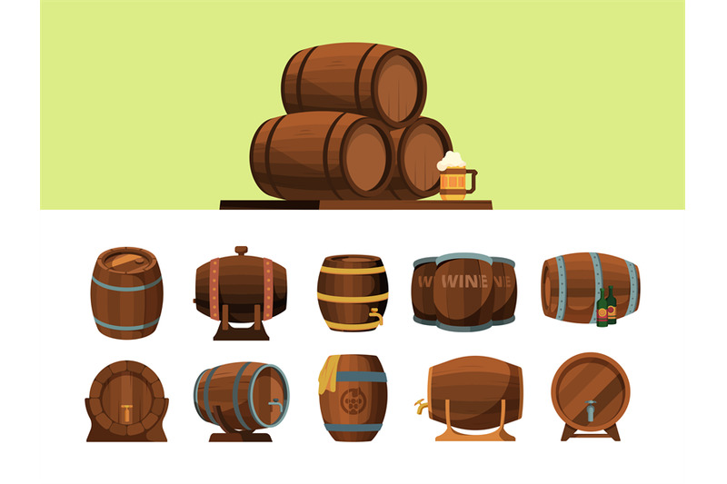 barrels-wooden-cartoon-barrel-for-alcohol-production-packages-for-win