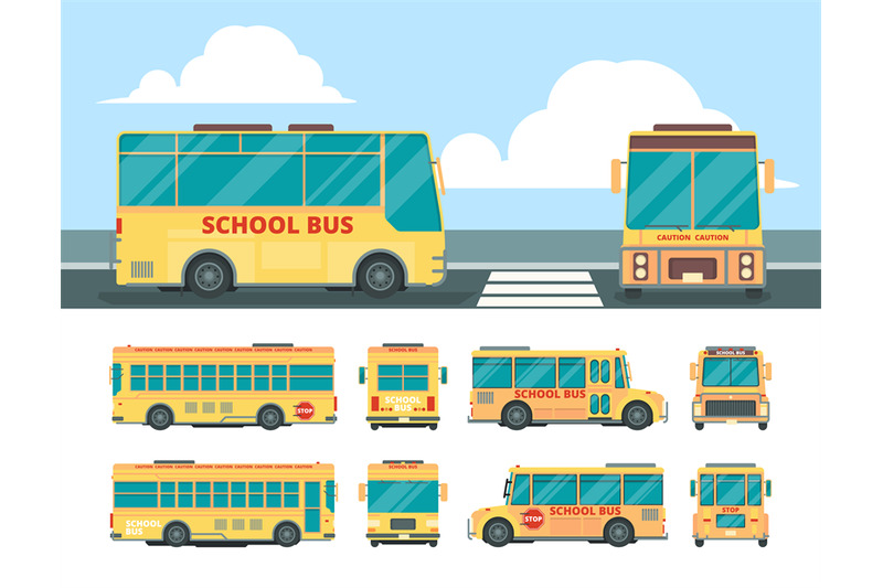 yellow-bus-school-daily-transport-for-kid-bus-in-different-point-view