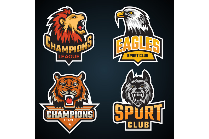 sport-animal-team-logo-or-emblem-with-wild-animals-grizzly-bear-wolf