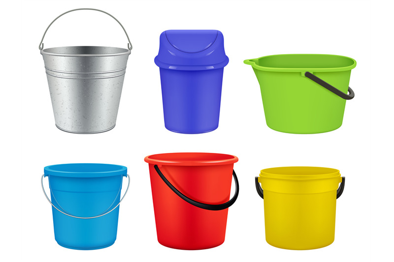 buckets-collection-empty-plastic-or-metal-containers-for-liquids-wate