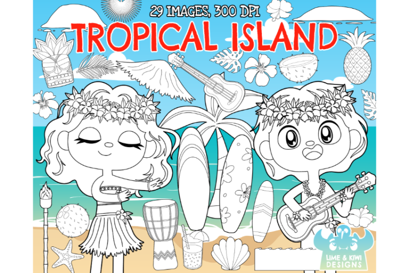 tropical-island-digital-stamps-lime-and-kiwi-designs