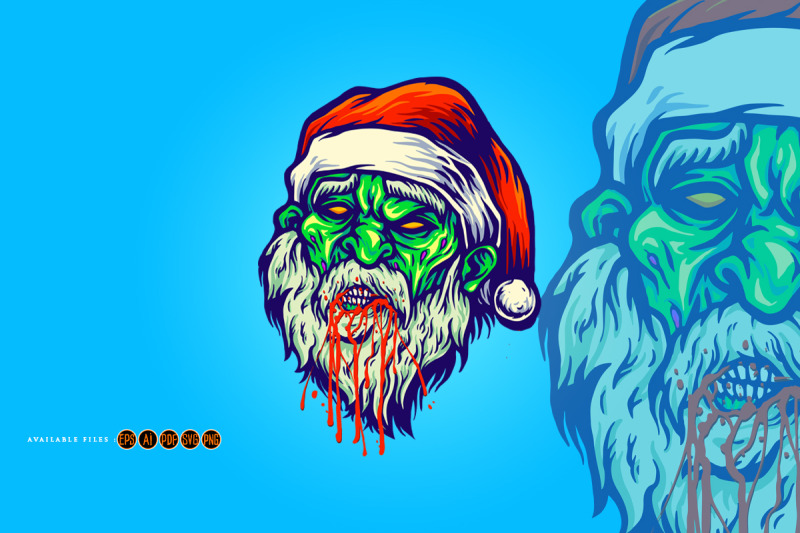santa-claus-head-zombie-bloods-illustrations
