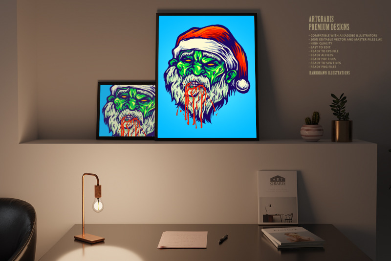 santa-claus-head-zombie-bloods-illustrations