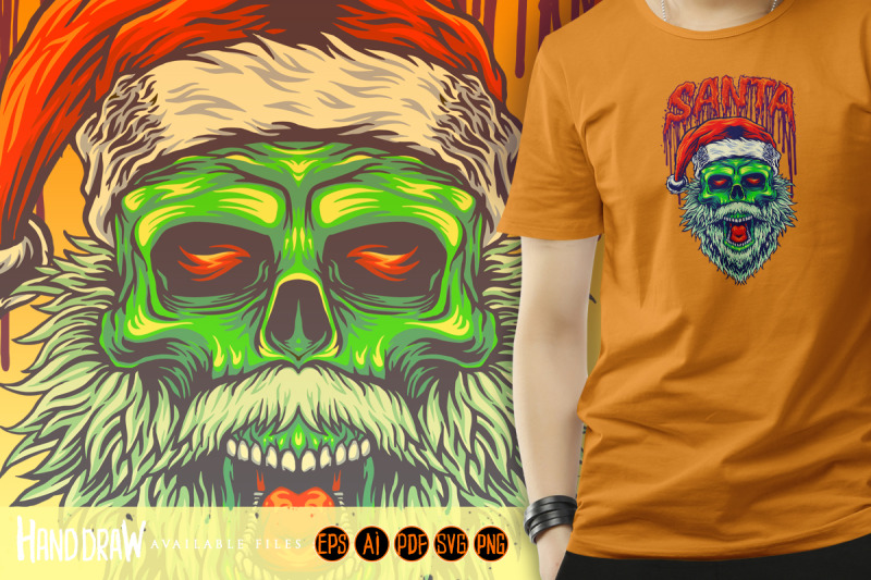 santa-green-skull-skeleton-horror-illustrations