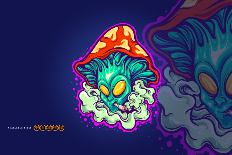 alien-head-fungus-weed-smoking-illustrations