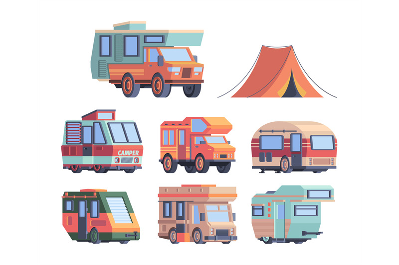 camping-car-caravaners-road-trip-explorer-transport-vector-truck-coll