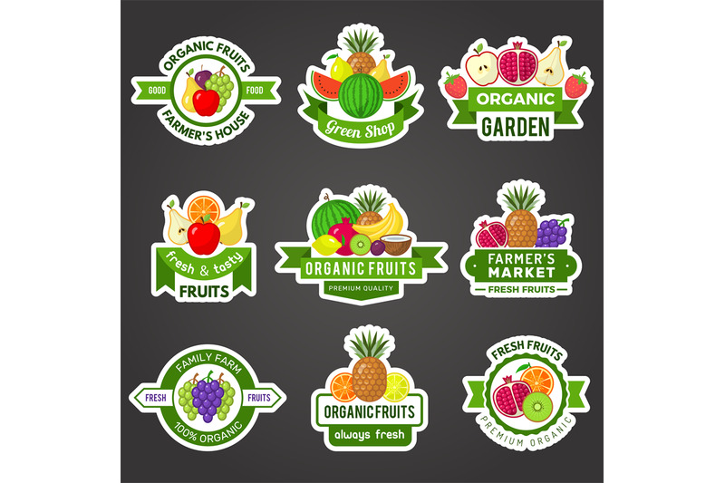 fruit-badges-natural-fresh-product-logo-healthy-vitamin-food-template