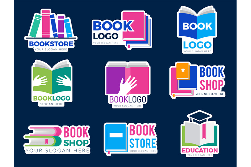 book-logo-publishing-business-identity-symbols-stylized-graphic-pictu