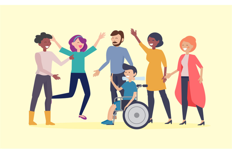 disability-day-poster-happy-disabled-man-in-wheelchair-and-friends-e