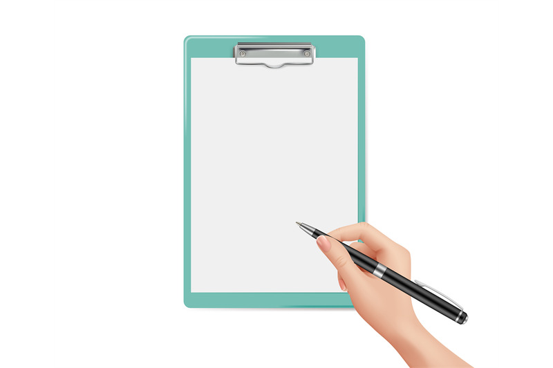 document-signature-hand-holds-pen-blank-paper-notebook-page-vote-c