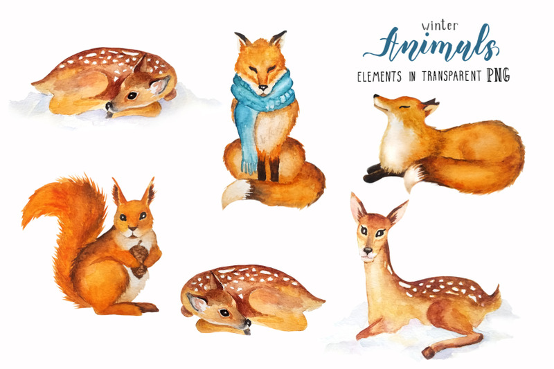 watercolor-winter-animals-set