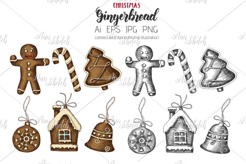 vector-hand-drawn-set-of-christmas-gingerbread