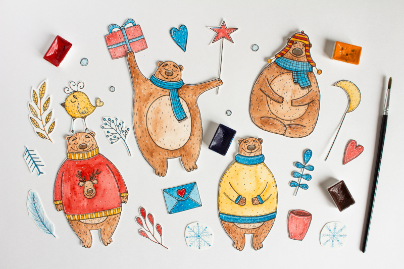 watercolor-christmas-bear