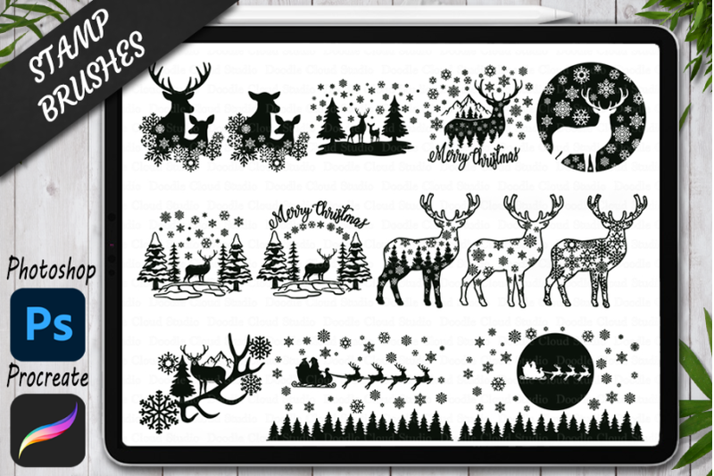 deer-stamps-brushes-for-photoshop-and-procreate-christmas-scene-with-d
