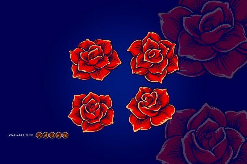 rose-set-red-flowers-illustrations