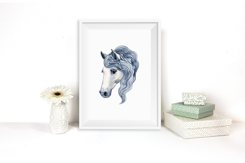 watercolor-horses-and-flowers-clipart